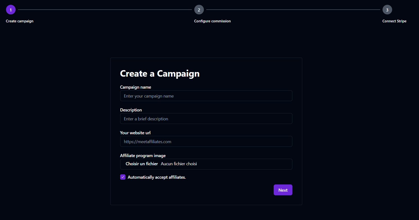 Create affiliate program